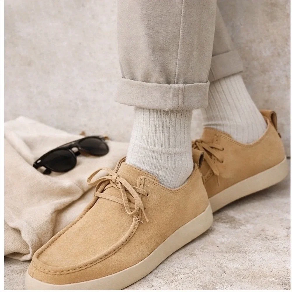 Everlane Desert Shoe Suede Sand Chukka Wallabee Style‎ Minimal Lace-Up